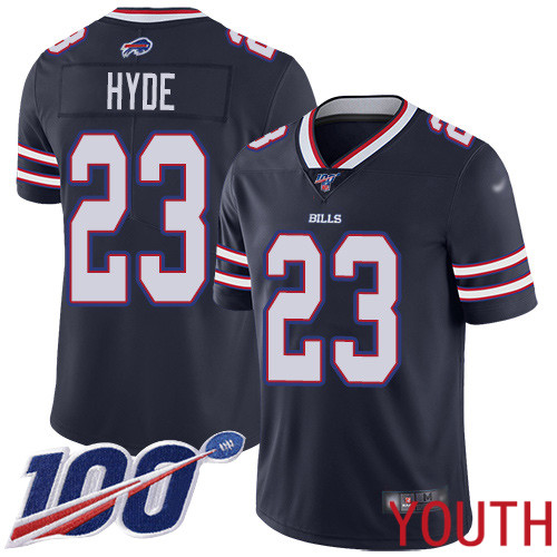 Youth Buffalo Bills #23 Micah Hyde Limited Navy Blue Inverted Legend 100th Season NFL Jersey->youth nfl jersey->Youth Jersey